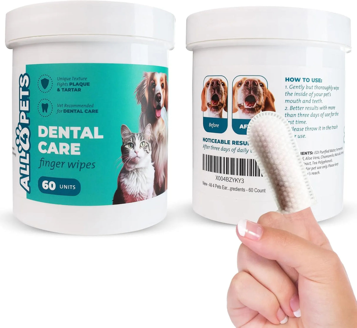 ALL 4 PETS - All 4 Pets Dog Dental Wipes 60 Toallitas - The Red Vitamin MX - Cuidado Dental Para Perros - {{ shop.shopifyCountryName }}