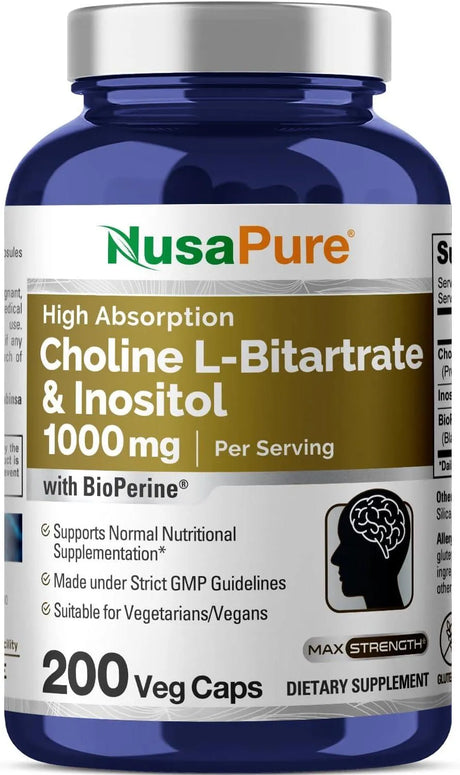 NUSAPURE - NusaPure Choline & Inositol 1000Mg. 200 Capsulas - The Red Vitamin MX - Suplementos Alimenticios - {{ shop.shopifyCountryName }}