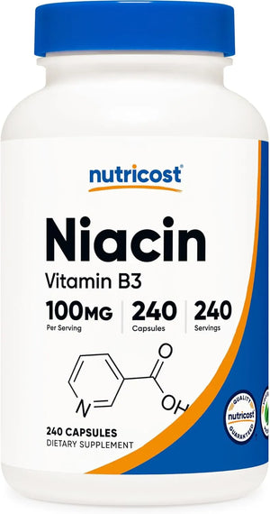 NUTRICOST - Nutricost Niacin 100Mg. 240 Capsulas - The Red Vitamin MX - Suplementos Alimenticios - {{ shop.shopifyCountryName }}