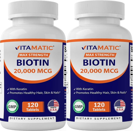 Vitamatic High Potency Biotin 20000 mcg 240 Tabletas - The Red Vitamin MX - Suplementos Alimenticios - VITAMATIC