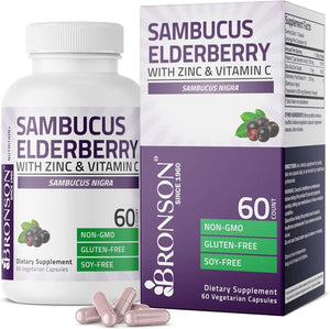 BRONSON - Bronson Sambucus Elderberry with Zinc & Vitamin C 60 Capsulas - The Red Vitamin MX - Suplementos Alimenticios - {{ shop.shopifyCountryName }}