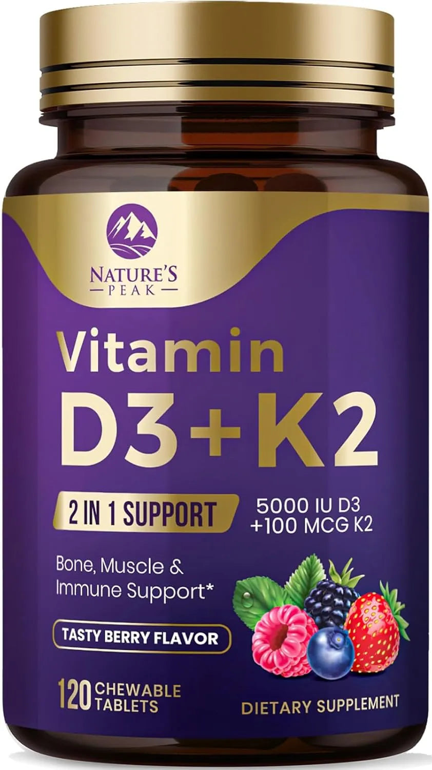 NATURE´S PEAK - Nature's Peak Vitamin D3 5000IU Plus K2 120 Tabletas Masticables - The Red Vitamin MX - Suplementos Alimenticios - {{ shop.shopifyCountryName }}