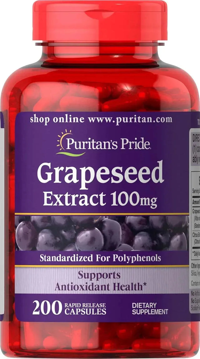 PURITAN'S PRIDE - Puritan's Pride Grapeseed Extract 100Mg. 200 Capsulas - The Red Vitamin MX - Suplementos Alimenticios - {{ shop.shopifyCountryName }}