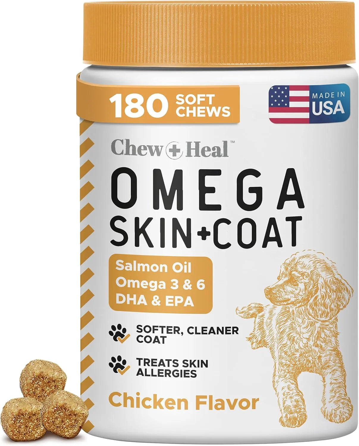 CHEW + HEAL - Chew + Heal Labs Omega Treats for Skin and Coat Chicken Flavor 180 Masticables - The Red Vitamin MX - Aceite De Pescado Para Perros - {{ shop.shopifyCountryName }}