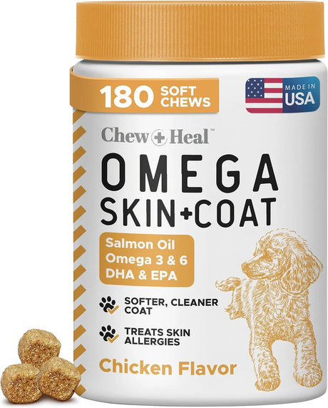 CHEW + HEAL - Chew + Heal Labs Omega Treats for Skin and Coat Chicken Flavor 180 Masticables - The Red Vitamin MX - Aceite De Pescado Para Perros - {{ shop.shopifyCountryName }}