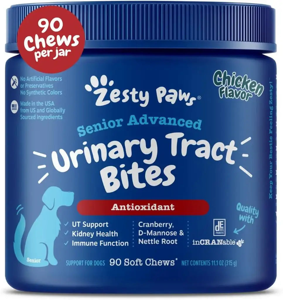 ZESTY PAWS - Zesty Paws Senior Cranberry Supplement for Dogs Chicken 90 Masticables - The Red Vitamin MX - Salud De Tracto Urinario Para Perros - {{ shop.shopifyCountryName }}