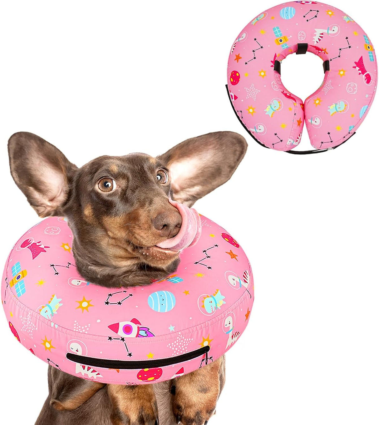 Toptakeit Elevated Inflatable Dog Collar PINKT SMALL