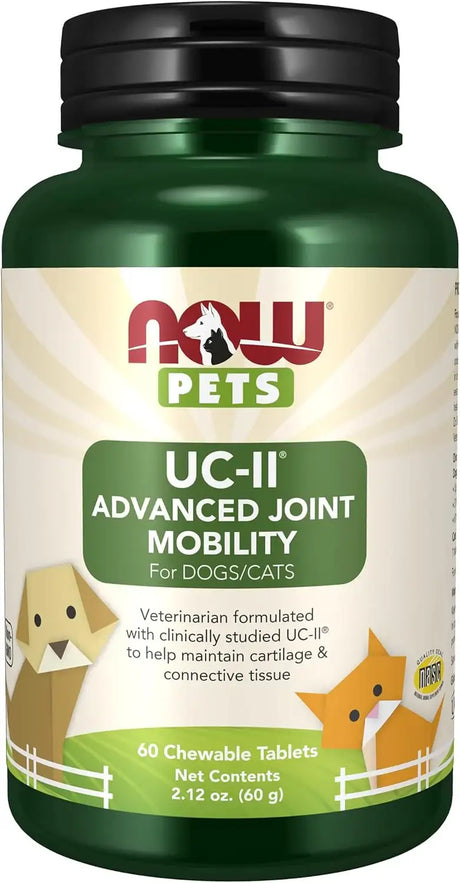 NOW SUPPLEMENTS - NOW Foods Pets UC-II Advanced Joint Mobility for Dogs and Cats 60 Tabletas Masticables - The Red Vitamin MX - Cuidado De Cadera Y Articulaciones Para Perros - {{ shop.shopifyCountryName }}