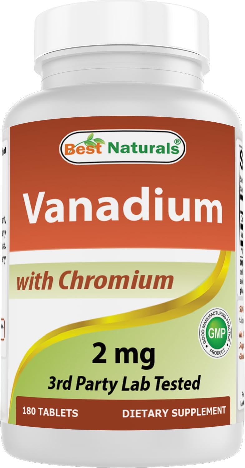 Best Naturals Vanadium 2Mg. with Chromium 180 Tabletas