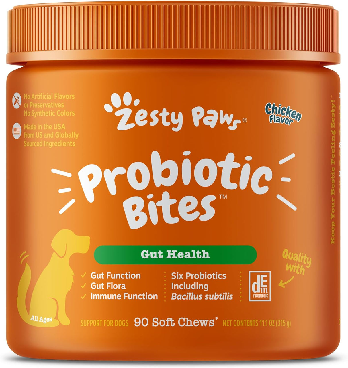 Zesty Paws Probiotics for Dogs Chicken Flavor 90 Masticables
