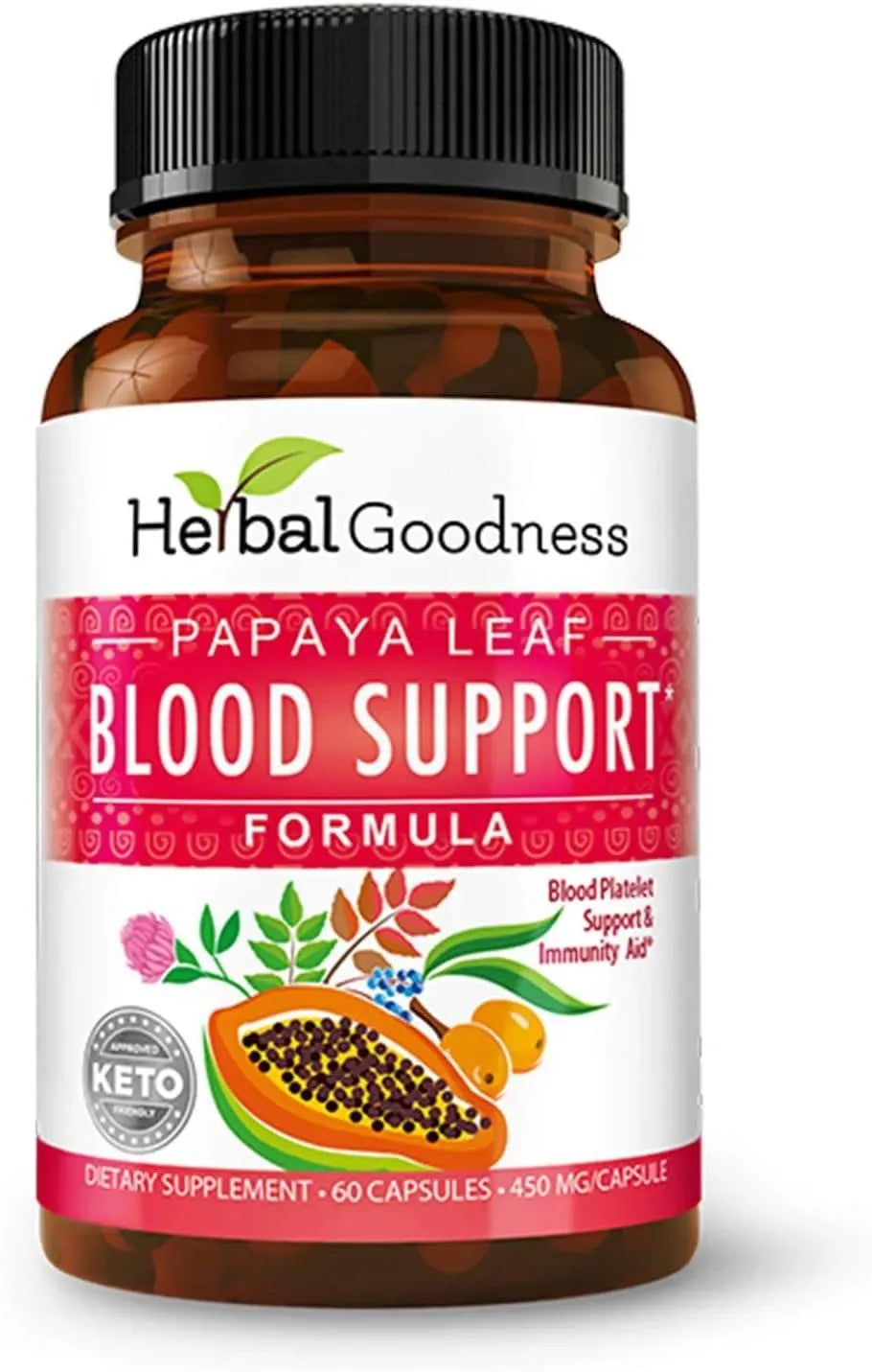 HERBAL GOODNESS - Herbal Goodness Papaya Leaf Blood Support 60 Capsulas - The Red Vitamin MX - Suplementos Alimenticios - {{ shop.shopifyCountryName }}