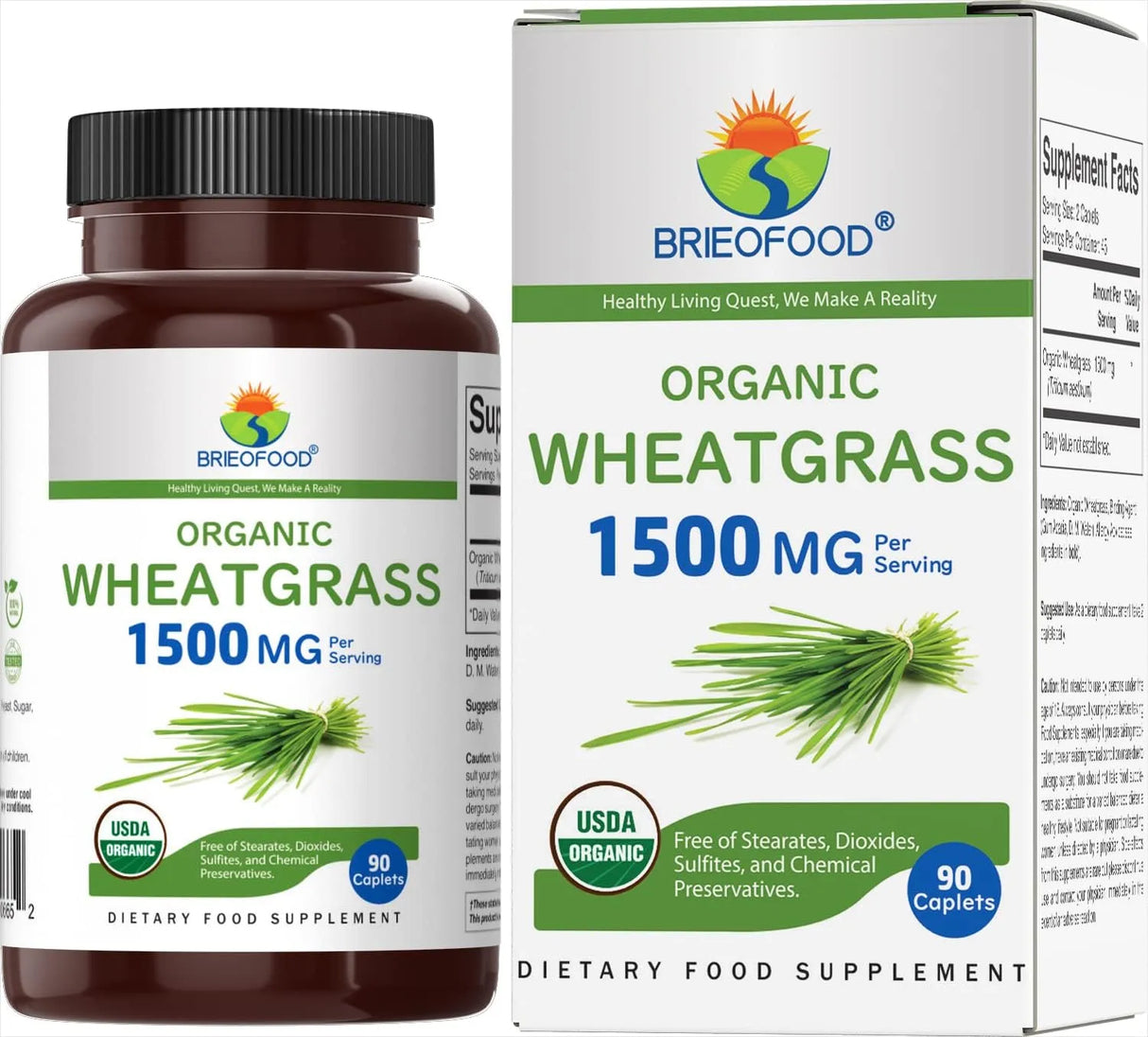 BRIEOFOOD - Brieofood Organic Wheatgrass 1500Mg 90 Tabletas - The Red Vitamin MX - Suplementos Alimenticios - {{ shop.shopifyCountryName }}