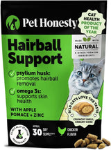 Pet Honesty Cat Hairball Support Crunchy & Creamy Chews 30 Masticables