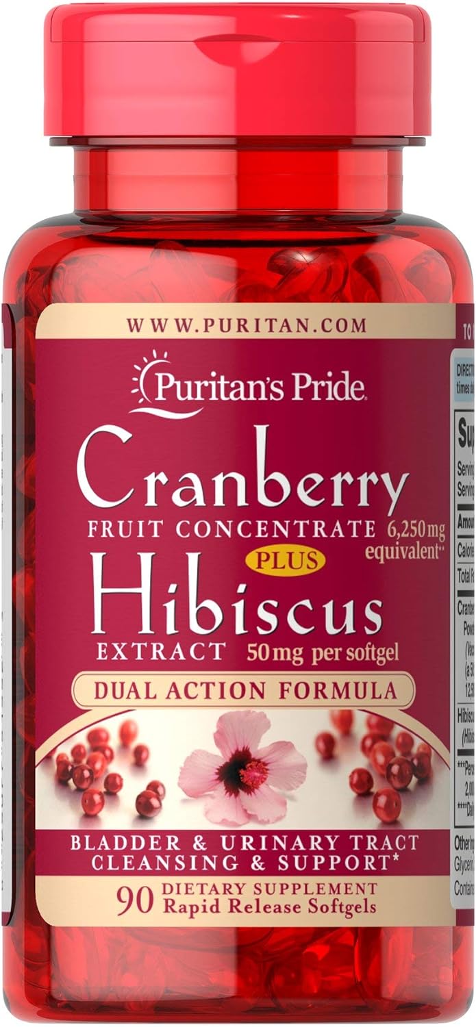 Puritan's Pride Cranberry Fruit Concentrate Plus Hibiscus Extract  90 Capsulas Blandas