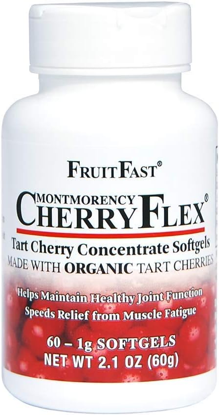 FruitFast CherryFlex 100% Red Tart Organic Cherry Concentrate 60 Capsulas Blandas