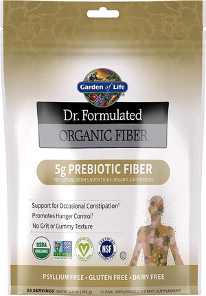 Garden of Life Dr Formulated Organic Fiber Supplement Powder Unflavored 32 Servicios 192Gr.