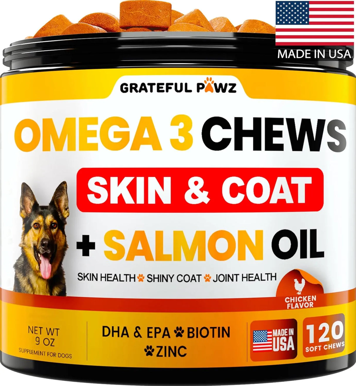 GRATEFUL PAWZ - Grateful Pawz Fish Oil for Dogs Chews 120 Masticables - The Red Vitamin MX - Aceite De Pescado Para Perros - {{ shop.shopifyCountryName }}