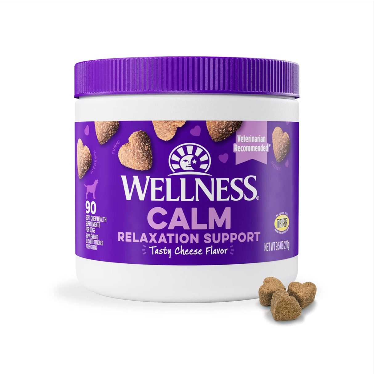 Wellness Tasty Cheese Flavored Soft Chews Calming 90 Masticables