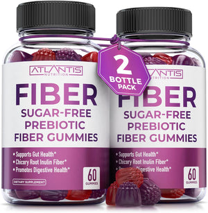 Atlantis Nutrition Sugar Free Prebiotic Fiber Gummies For Adults 60 Gomitas 2 Pack