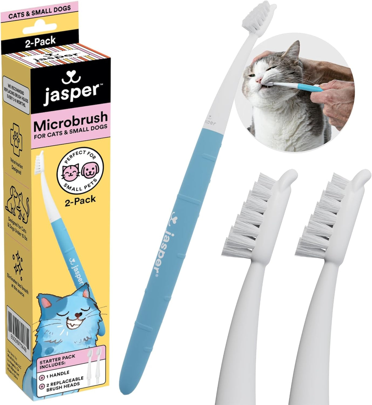Jasper Microbrush Cat Toothbrush Soft-Bristled Toothbrush Kit
