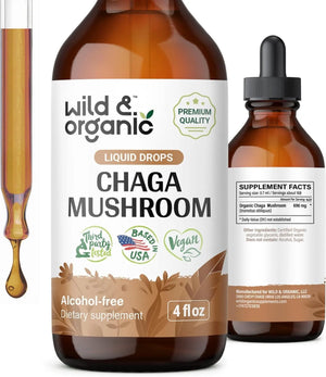 WILD & ORGANIC - Wild & Organic Chaga Mushroom Tincture 4 Fl.Oz. - The Red Vitamin MX - Suplementos Alimenticios - {{ shop.shopifyCountryName }}