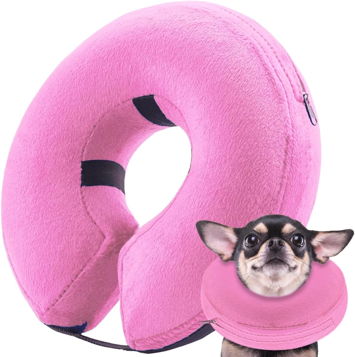 Infisu Soft Dog Cone Collar Inflatable PINK SMALL 5"-8"