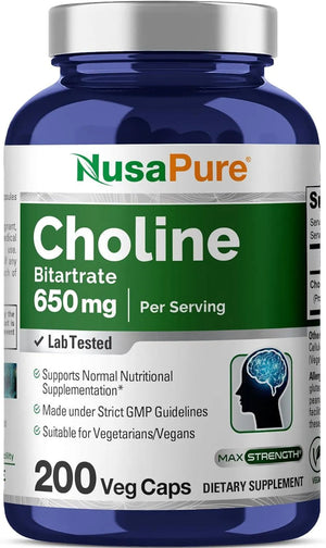 NUSAPURE - NusaPure Choline Bitartrate 650Mg. 200 Capsulas - The Red Vitamin MX - Suplementos Alimenticios - {{ shop.shopifyCountryName }}