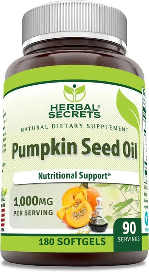 HERBAL SECRETS - Herbal Secrets Pumpkin Seed Oil 1000Mg. 180 Capsulas Blandas - The Red Vitamin MX - Suplementos Alimenticios - {{ shop.shopifyCountryName }}