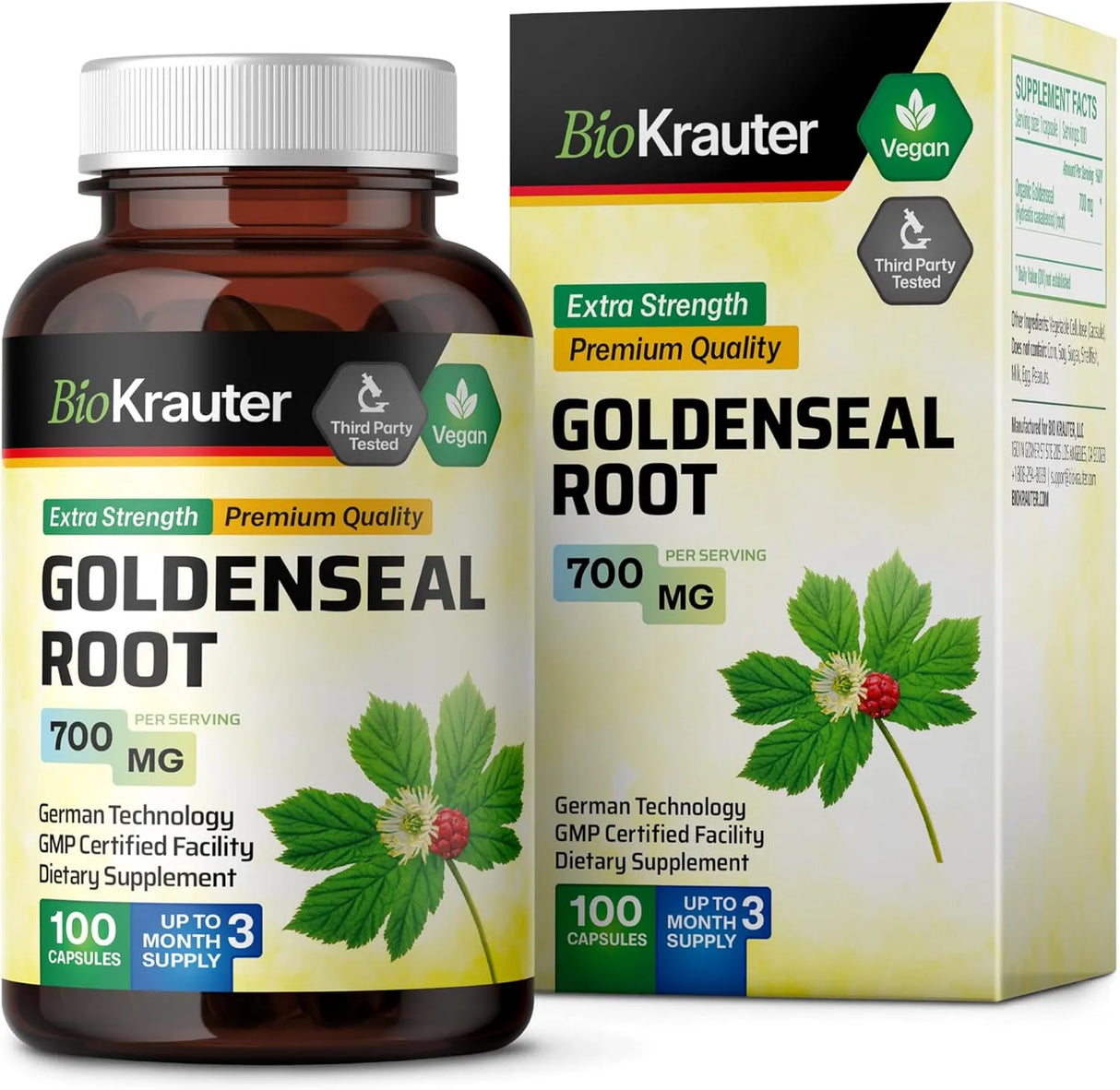 BIOKRAUTER - Bio Krauter Goldenseal Root 700Mg. 100 Capsulas - The Red Vitamin MX - Suplementos Alimenticios - {{ shop.shopifyCountryName }}