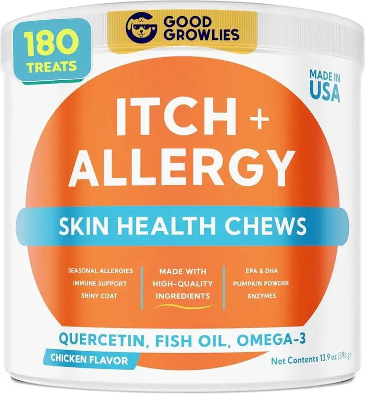 GOODGROWLIES - GOODGROWLIES Dog Allergy Relief Chews Chicken Flavor 180 Masticables - The Red Vitamin MX - Remedios Para La Picazón De Perros - {{ shop.shopifyCountryName }}