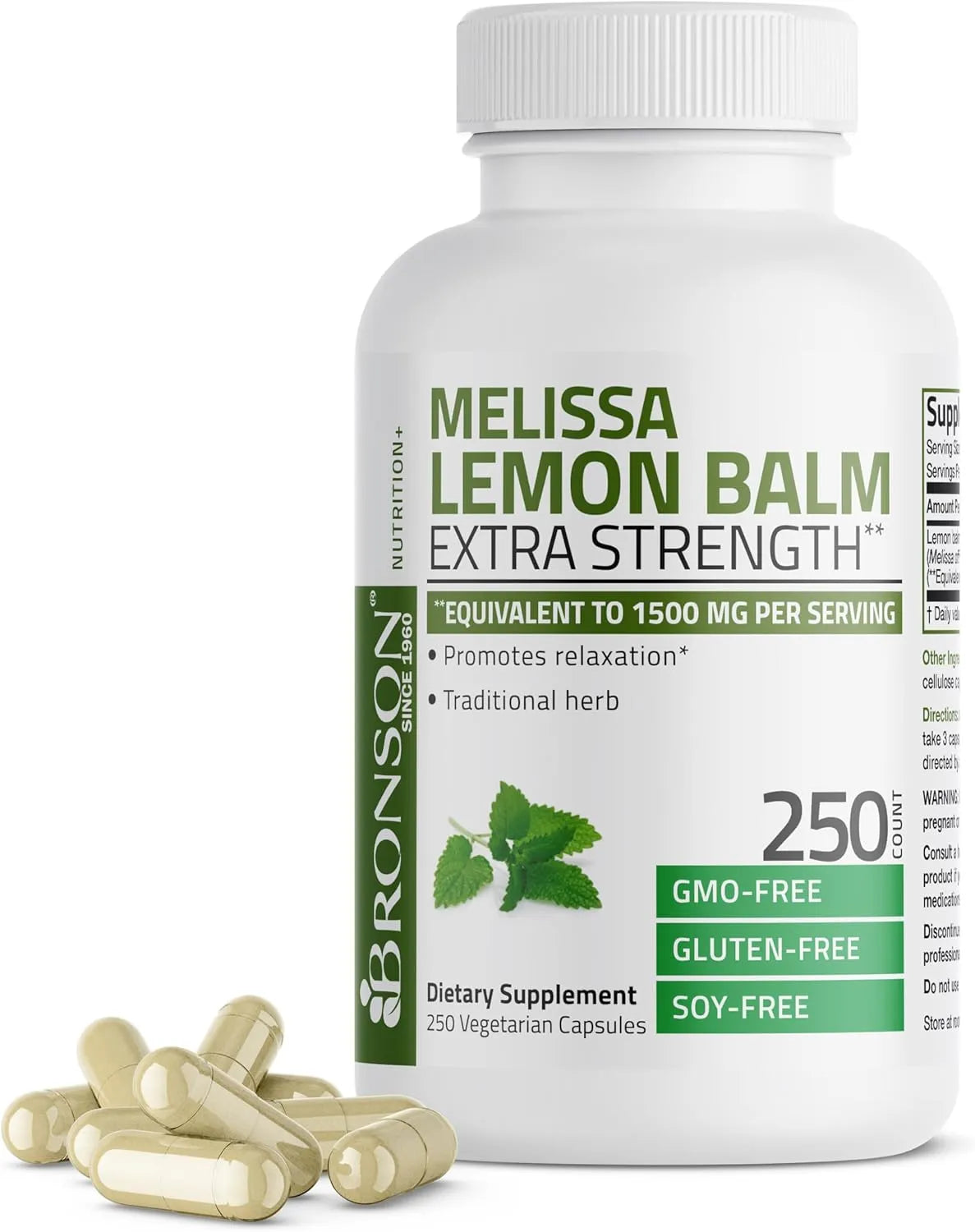 BRONSON - Bronson Melissa Lemon Balm Extra Strength 250 Capsulas - The Red Vitamin MX - Suplementos Alimenticios - {{ shop.shopifyCountryName }}