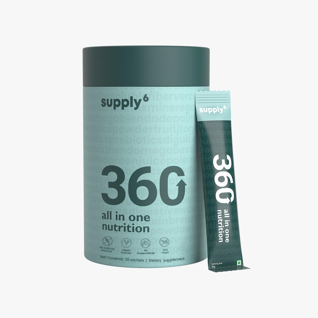 SUPPLY6 360 Greens Powder with 80+ Superfoods 15 Servicios 15 Paquetes