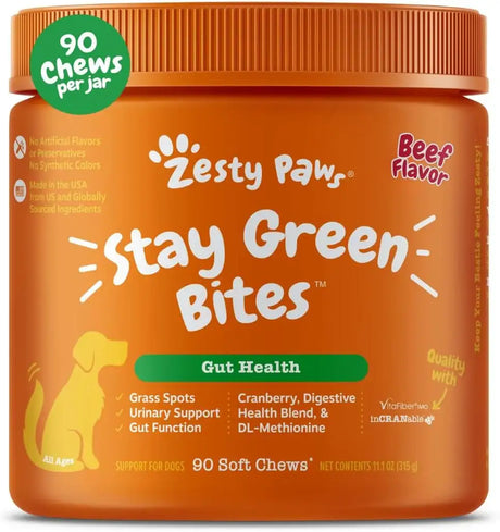 ZESTY PAWS - Zesty Paws Stay Green Bites for Dogs BEEF 90 Masticables - The Red Vitamin MX - Salud De Tracto Urinario Para Perros - {{ shop.shopifyCountryName }}