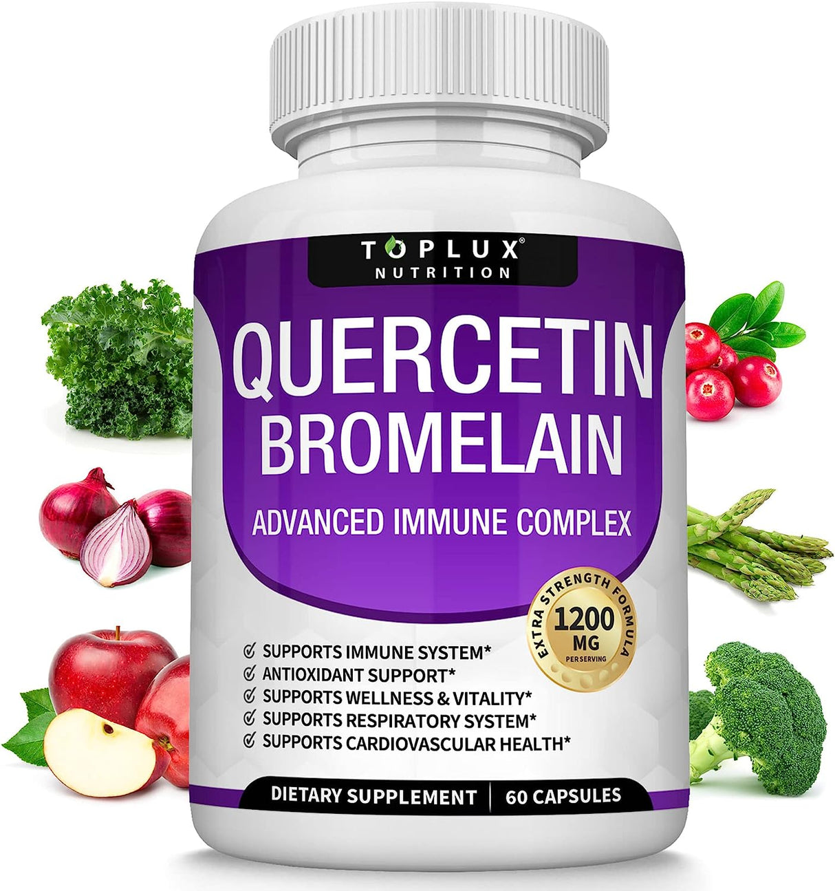 Toplux Quercetin with Bromelain 1200Mg. 60 Capsulas - The Red Vitamin MX - Suplementos Alimenticios - TOPLUX