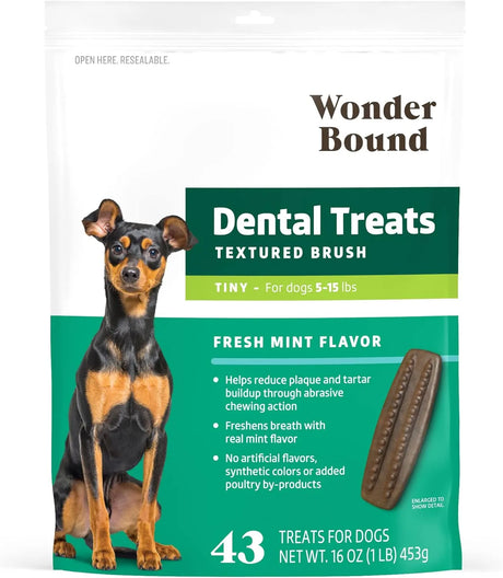 WONDER BOUND - Wonder Bound Dog Dental Treats for Tiny Dogs 5-15 lbs Fresh Mint Flavor 43 Piezas - The Red Vitamin MX - Cuidado Dental Para Perros - {{ shop.shopifyCountryName }}