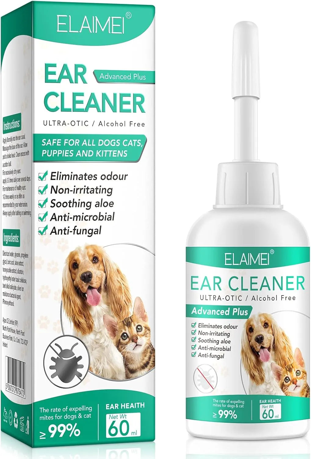 ELAIMEI - ELAIMEI Ear Cleaner for Dogs 60Ml. - The Red Vitamin MX - Cuidado Del Oído De Perros - {{ shop.shopifyCountryName }}