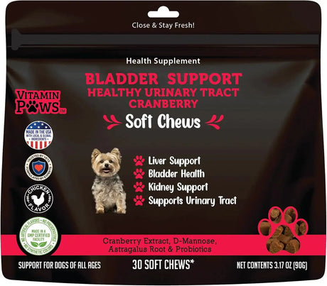 VITAMIN PAWS - Vitamin Paws Cranberry Supplement for Dogs 30 Masticables - The Red Vitamin MX - Salud De Tracto Urinario Para Perros - {{ shop.shopifyCountryName }}