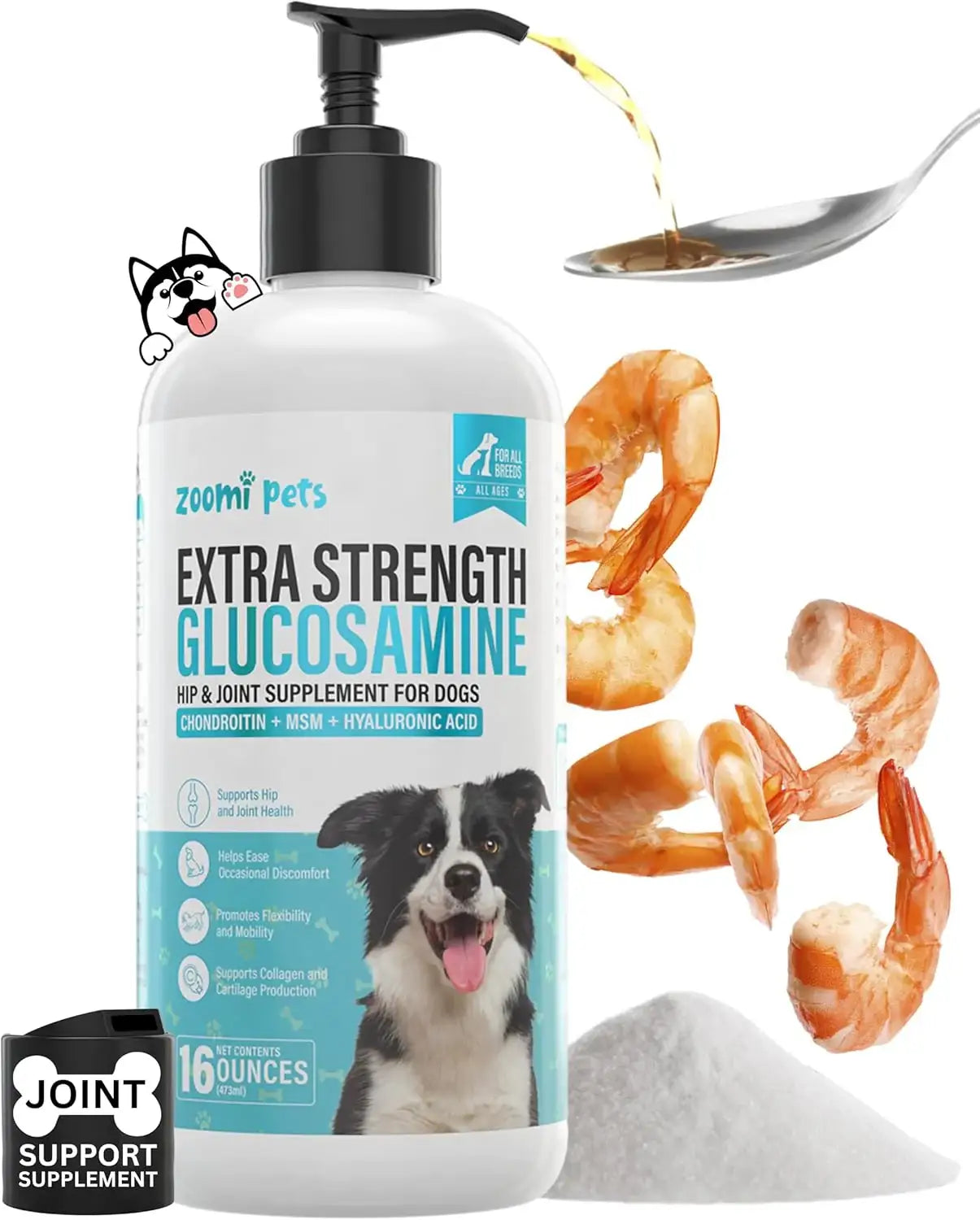 ZOOMI PETS - Zoomi Pets Liquid Glucosamine for Dogs 16 Fl.Oz. - The Red Vitamin MX - Cuidado De Cadera Y Articulaciones Para Perros - {{ shop.shopifyCountryName }}