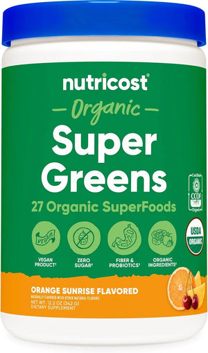 NUTRICOST - Nutricost Organic Super Greens Powder 30 Servicios Orange Sunrise Flavor 342Gr. - The Red Vitamin MX - Suplementos Alimenticios - {{ shop.shopifyCountryName }}