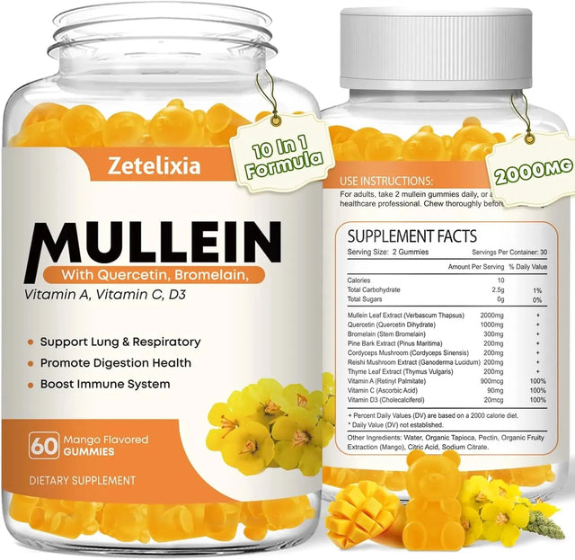 ZETELIXIA - Zetelixia 10 in 1 Mullein Gummies for Clear Lungs 2000Mg. 60 Gomitas 2 Pack - The Red Vitamin MX - Suplementos Alimenticios - {{ shop.shopifyCountryName }}