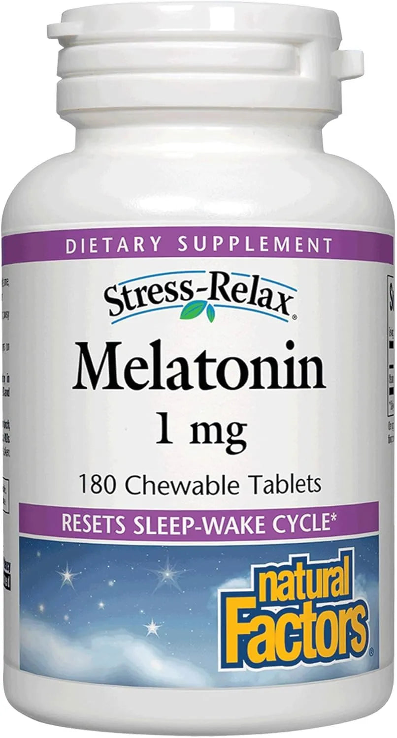 NATURAL FACTORS - Natural Factors Stress-Relax Melatonin 1Mg. 180 Tabletas Masticables - The Red Vitamin MX - Suplementos Alimenticios - {{ shop.shopifyCountryName }}