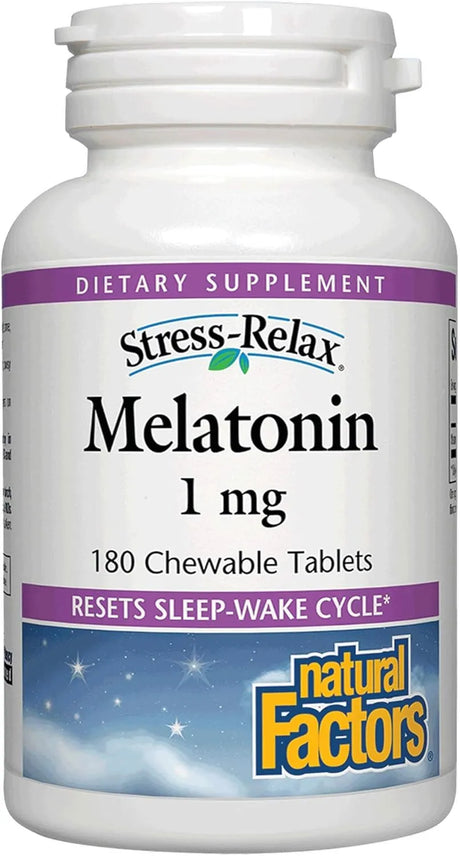 NATURAL FACTORS - Natural Factors Stress-Relax Melatonin 1Mg. 180 Tabletas Masticables - The Red Vitamin MX - Suplementos Alimenticios - {{ shop.shopifyCountryName }}