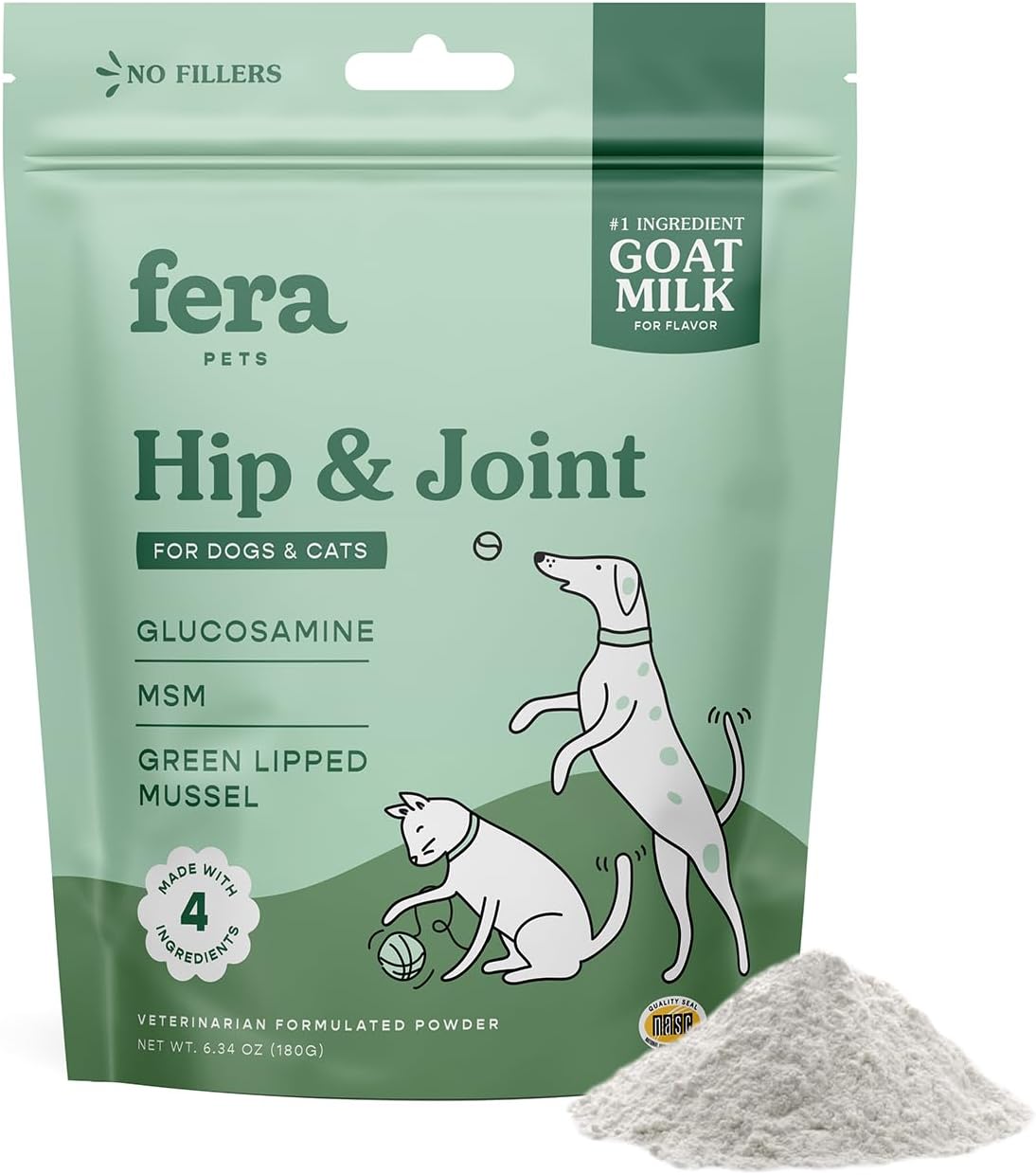Fera Pet Organics Hip & Joint Goat Milk Cat & Dog 60 Servicios 180Gr.