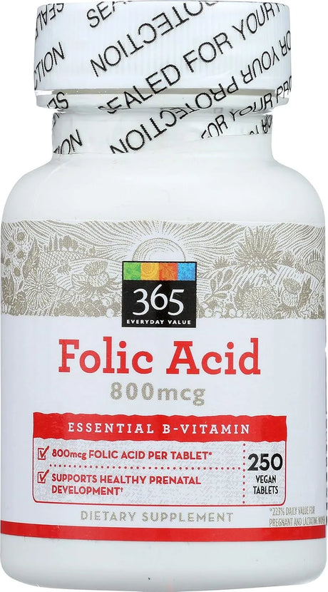 365 - 365 Everyday Value Folic Acid 800mcg 250 Tabletas - The Red Vitamin MX - Suplementos Alimenticios - {{ shop.shopifyCountryName }}