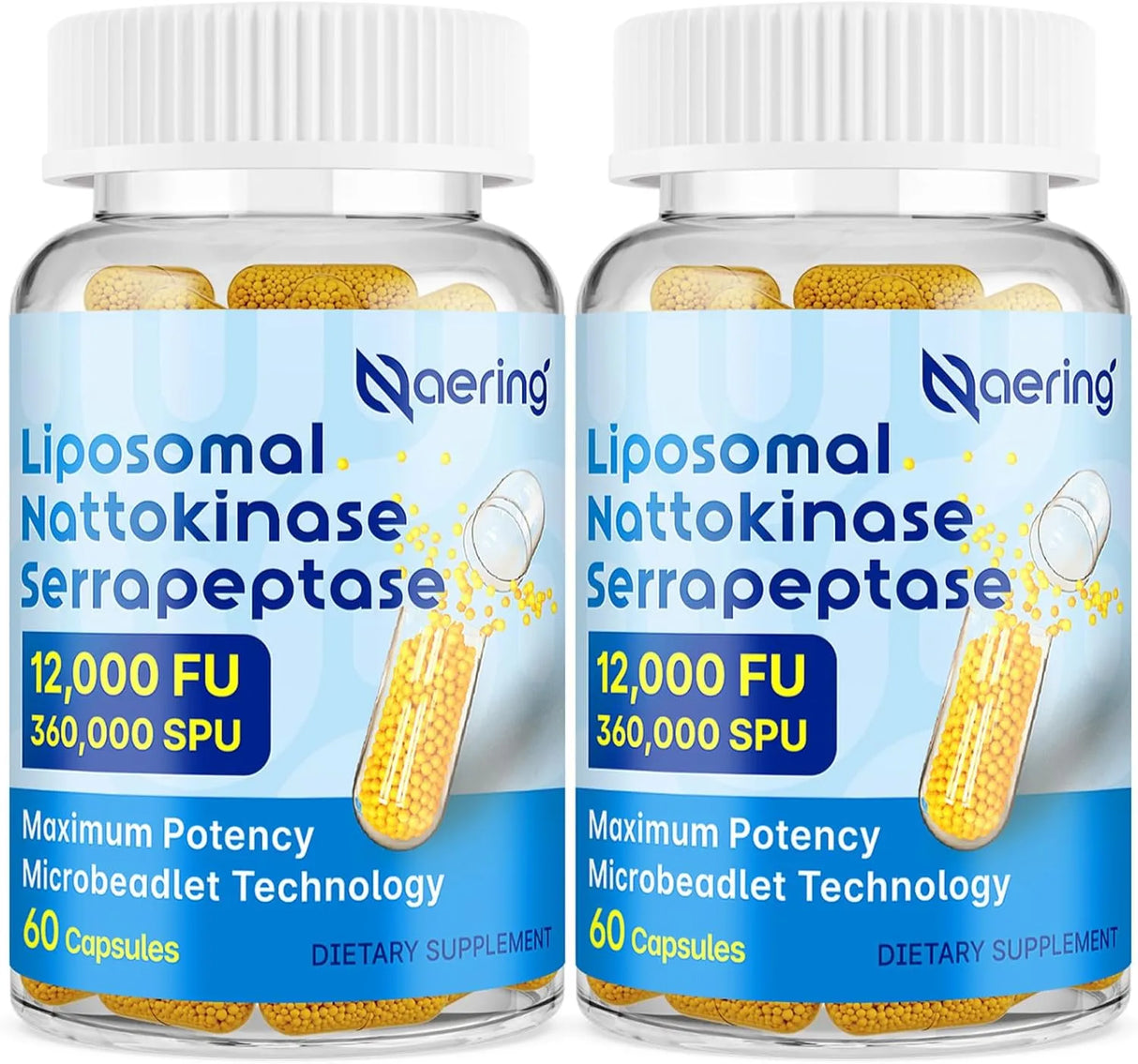 NAERING - Naering Liposomal Nattokinase 12,000 FU Serrapeptase 360,000 SPU 60 Capsulas 2 Pack - The Red Vitamin MX - Suplementos Alimenticios - {{ shop.shopifyCountryName }}