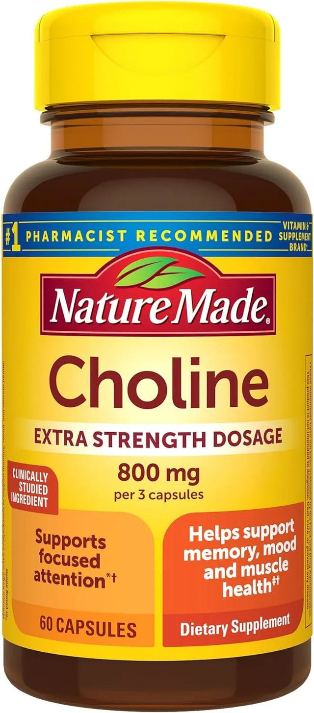 NATURE MADE - Nature Made Extra Strength Dosage Choline 800Mg. 60 Capsulas - The Red Vitamin MX - Suplementos Alimenticios - {{ shop.shopifyCountryName }}