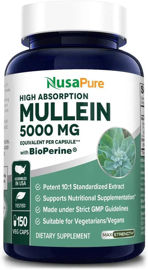 NUSAPURE - NusaPure Mullein Leaf 5000Mg. 150 Capsulas - The Red Vitamin MX - Suplementos Alimenticios - {{ shop.shopifyCountryName }}