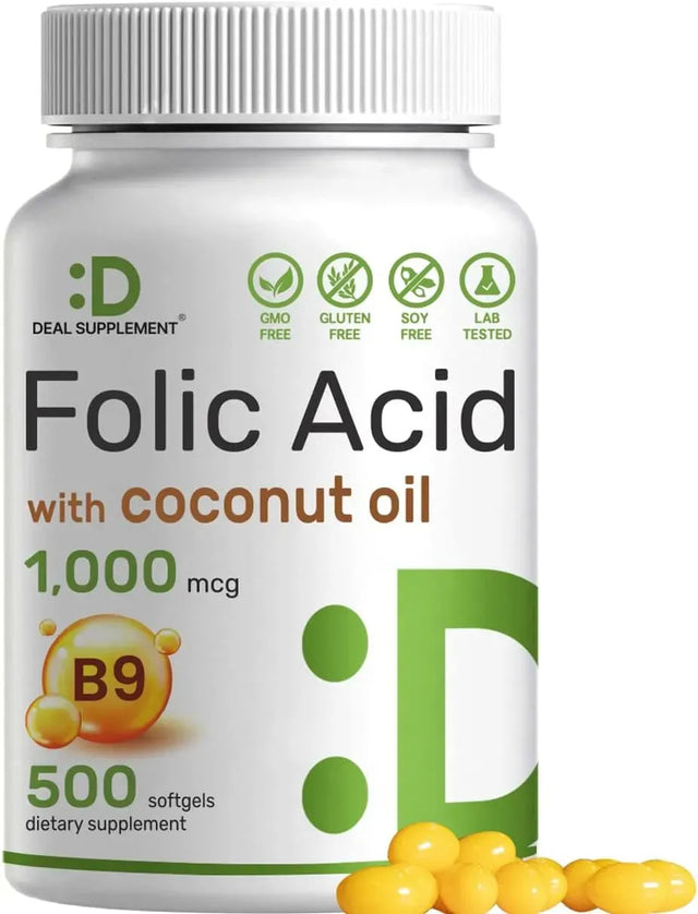 DEAL SUPPLEMENT - Deal Supplement Folic Acid 1000mcg 500 Capsulas Blandas - The Red Vitamin MX - Suplementos Alimenticios - {{ shop.shopifyCountryName }}