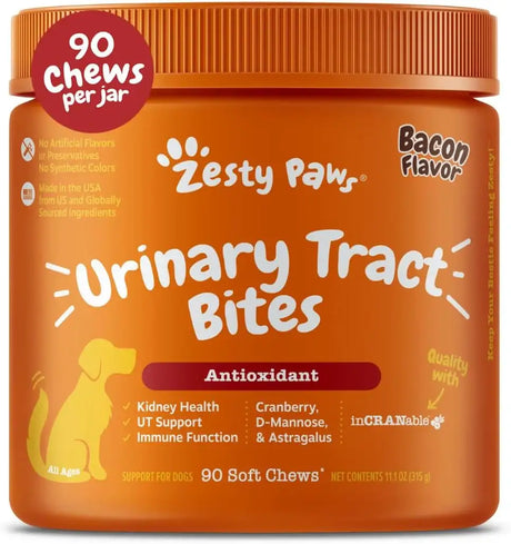 ZESTY PAWS - Zesty Paws Cranberry Supplement for Dogs Urinary Tract Support BACON 90 Masticables - The Red Vitamin MX - Salud De Tracto Urinario Para Perros - {{ shop.shopifyCountryName }}