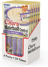 INABA Churu Hairball Control Functional Creamy Lickable Purée Cat Treat Tuna Recipe 24 Pack